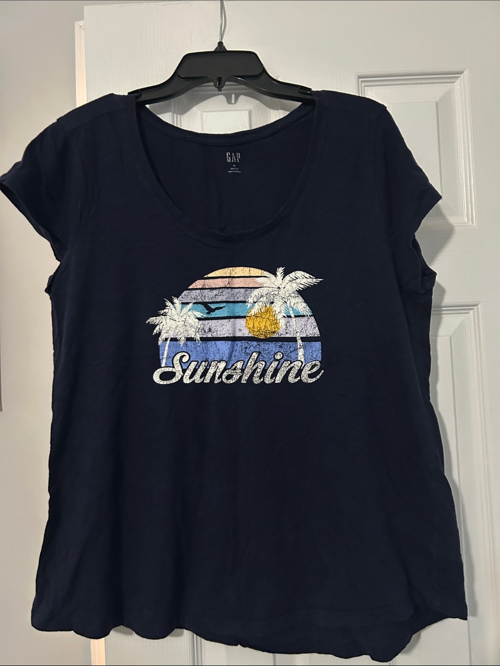 GAP Navy Tee with Multicolor 'Sunshine' Graphic